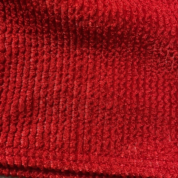 Frankies Bikinis | Red Shine Connor Ribbed Scoop Bikini Top - Picture 2 of 4